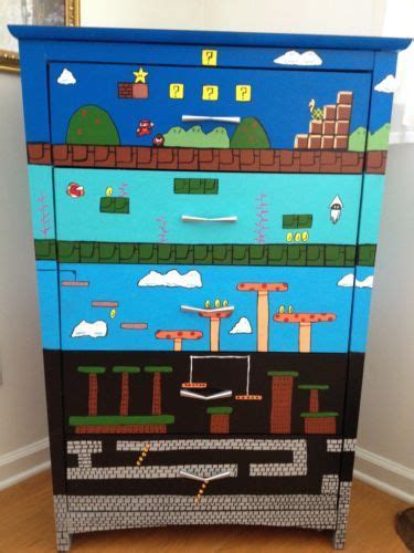 Mario Nintendo Furniture Dresser Video Game Cabinet Store Painted