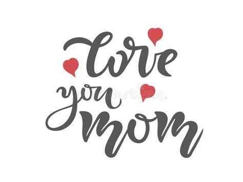 Love You Mom Calligraphy Text Happy Mothers Day Greeting Card