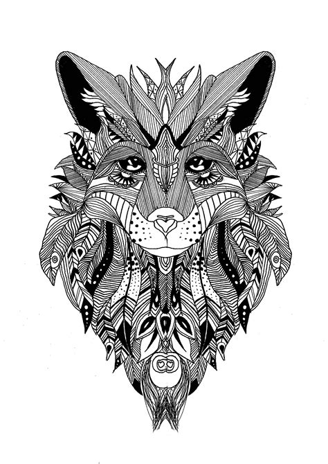 ▷ 1001+ dessins de mandala à imprimer et à colorer. Loup krissy - Loups - Coloriages difficiles pour adultes