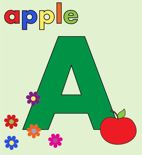 Apple With Alphabet A Public Domain Vectors