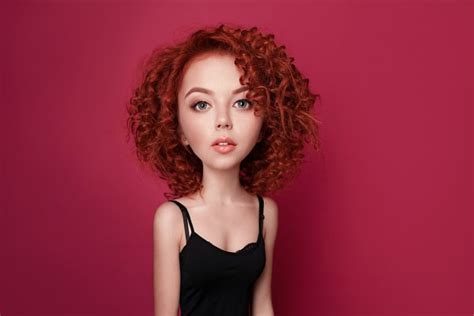 Funny Red Curly Girl With Big Head A High Quality People Images