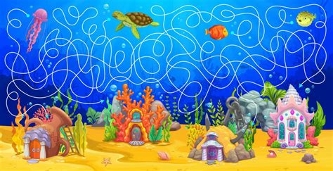 Labyrinth Maze Game With Underwater Landscape 23842890 Vector Art At