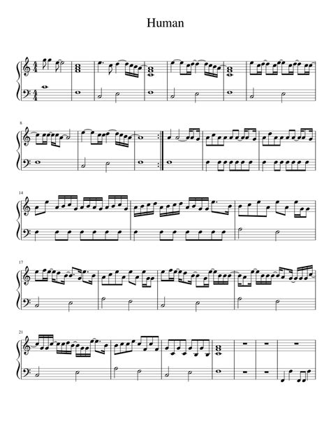 Human Sheet Music For Piano Download Free In Pdf Or Midi