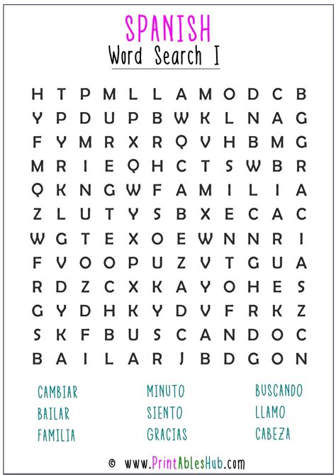 Free Printable Spanish Word Search Printable Templates