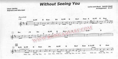 Without Seeing You Sheet Music Score Lyrics In Pdf