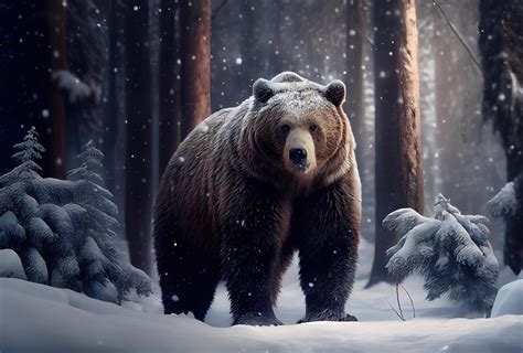 Bear In Snow Winter Forest Illustration 22010042 Stock Photo At Vecteezy