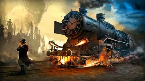 Wallpaper Steampunk Men Fantasy Trains 1920x1080