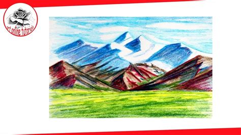 How To Draw Mountains Landscape With Colored Pencils