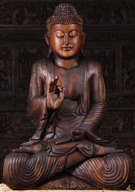 Sold Large Teaching Wooden Buddha Sculpture 60 119bw21 Hindu Gods