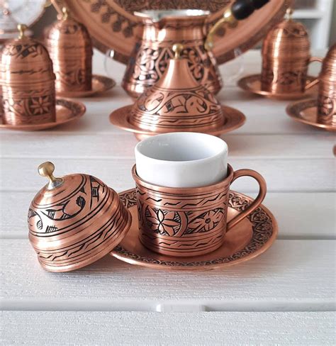Turkish Arabic Coffee Set Copper Coffee Cup Set Copper Etsy