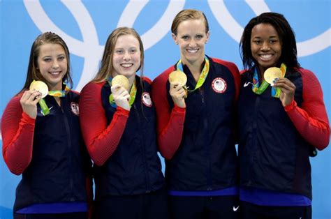 us women s swim team takes olympic gold in medley relay