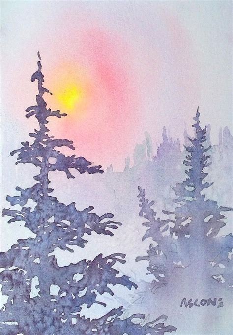 Winter Mist By Teresa Ascone Watercolor Art Winter Watercolor Art
