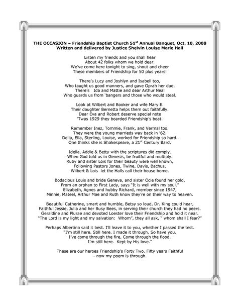 Church Usher Anniversary Poems