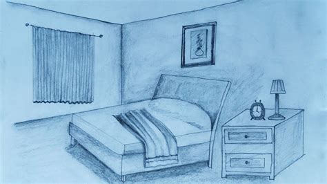 How To Draw Bedroom Scene Very Esey Step By Step Pencil Drawing