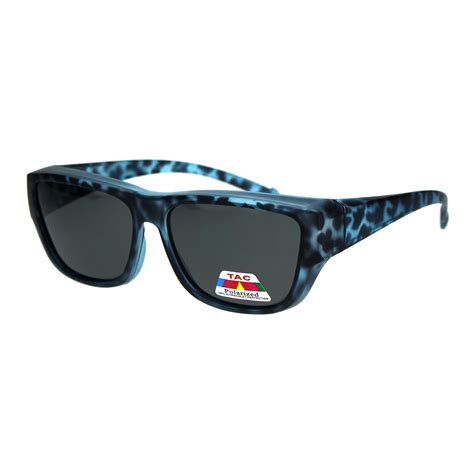 Sa106 Polarized Lens Color Tortoise Shell Rectangular Plastic Fit Over Sunglasses Blue
