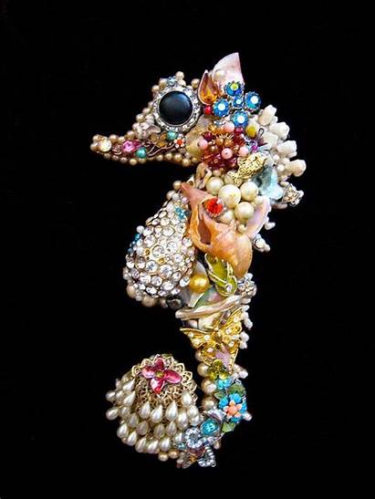 Jewelry Wall Costume Seahorse Tree Mosaic Pebbles