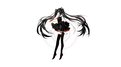 Vocaloid Zatsune Miku Anime Girls Black Hair Simple Background