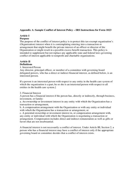 Sample Conflict Of Interest Policy Edit Fill Sign Online Handypdf