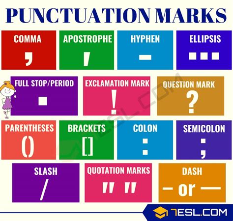 Punctuation Marks Names Rules And Useful Examples 7esl English Hot