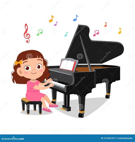 Illustration Of A Boy And A Girl Playing Piano Stock Illustration