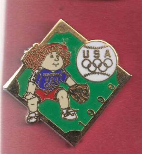 1996 Atlanta Cabbage Patch Olympic Softball Pin Olympikids Usa Rings Ebay