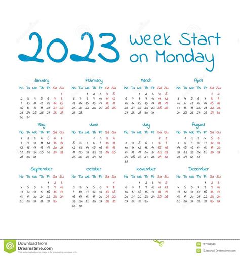 Simple 2023 Year Calendar Stock Vector Illustration Of Schedule