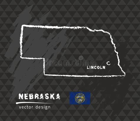 Map Of Nebraska Chalk Sketch Vector Illustration Stock Vector