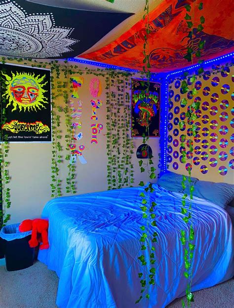 Indie Alt Bedroom🧿🔮🌈🍄🛹 Neon Room Indie Room Decor Room Design Bedroom