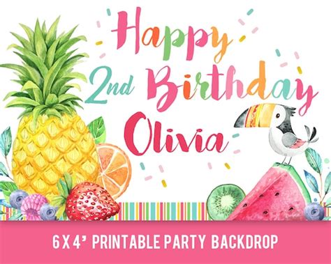 Tutti Frutti Banner Tutti Fruity Birthday Banner Twotti Frutti Party