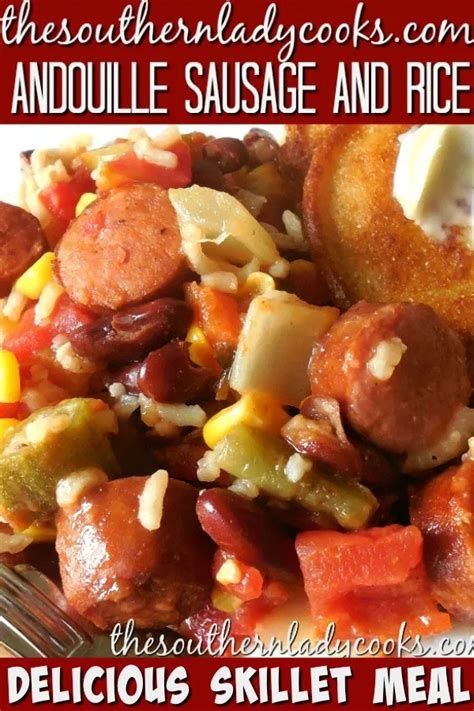 This recipe combines the awesome johnsonville® sausage flavor with potatoes, onions, peppers, cheese and salsa to create an egg dish that finishes in a flash! ANDOUILLE SAUSAGE RICE SKILLET MEAL - The Southern Lady ...