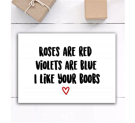 Roses Are Red I Like Your Boobs Card Girlfriend Card Wife Card Etsy