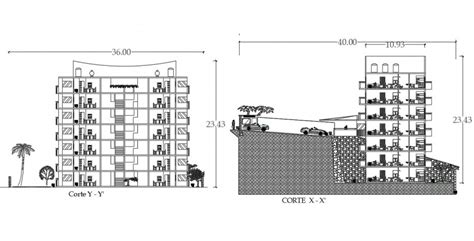 7 Story Apartment Building Section Plan Cad File Cadbull