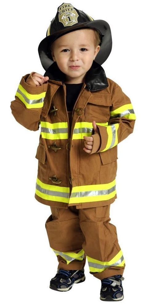 Jr Fire Fighter Tan Suit Fireman Child Boys Kids Career Halloween