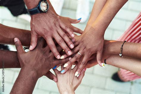 Black People With Hands Joined Group Of People Stacking Hands Together