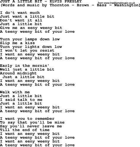 Just A Little Bit By Elvis Presley Lyrics