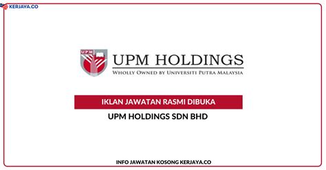 Sekiranya anda, seorang warganegara malaysia yang cukup syarat kelayakan dan berumur tidak kurang daripada 18 tahun pada tarikh tutup iklan jawatan. Jawatan Kosong Terkini UPM Holdings • Kerja Kosong ...