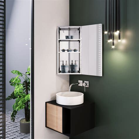 Do you suppose corner bathroom cabinet with mirror seems nice? Wall Hung Bathroom Corner Mirror Cabinet Stainless Steel ...