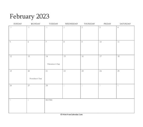 February 2023 Printable Calendar With Holidays Imagesee