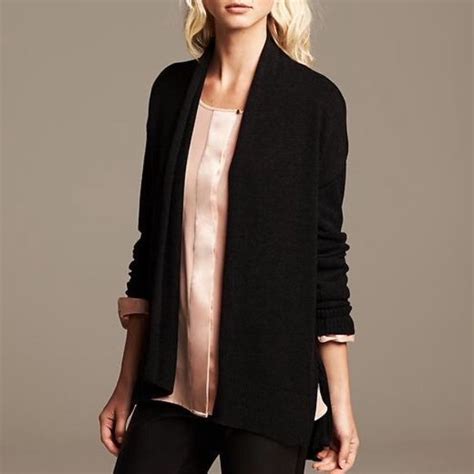 Banana Republic Black Open Front Cardigan Casual Weekend Style