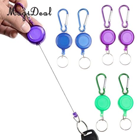 6 Pieces Telescopic Key Chain With Nylon Cord Rope Anti Lost Key Ring
