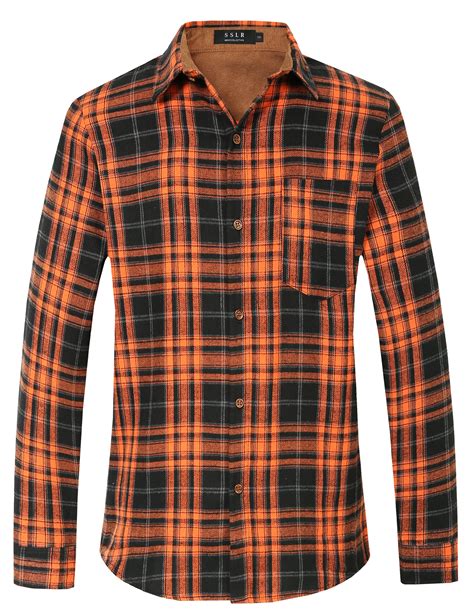 Sslr Flannel Shirts For Men Long Sleeve Button Down Shirt Lightweight Plaid Brushed Casual