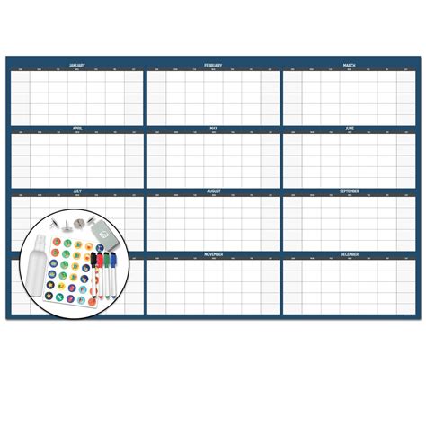 Buy Large Dry Erase Wall 38 X 60 Undated Blank 2023 Reusable