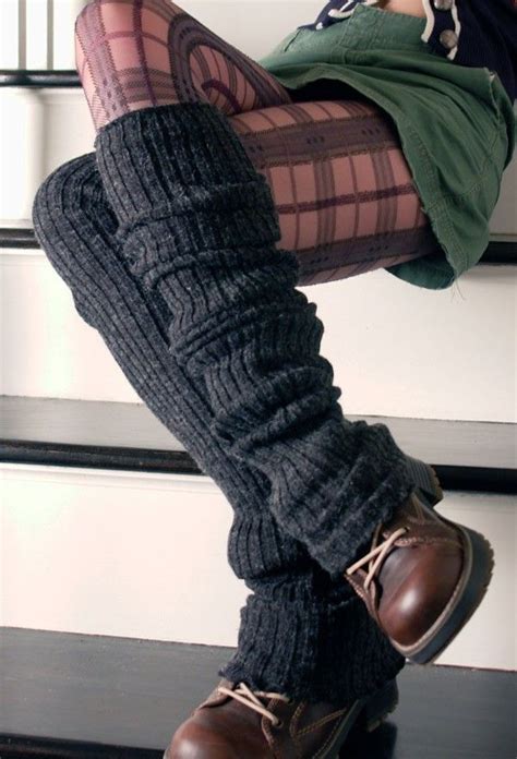 leg warmers and plaid pantie hose leg warmers outfit leg warmers knit fashion