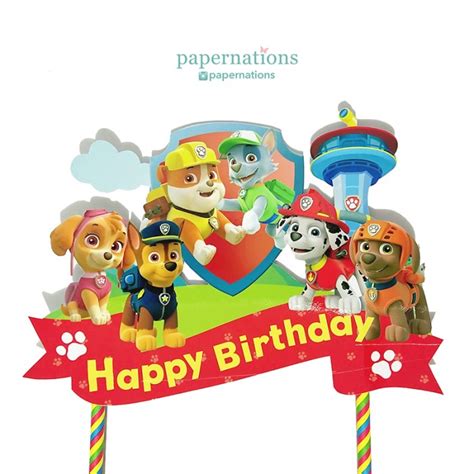 Paw patrol personalised pre cut icing/premium rice paper cake topper 7.5. Paw Patrol Cake Topper