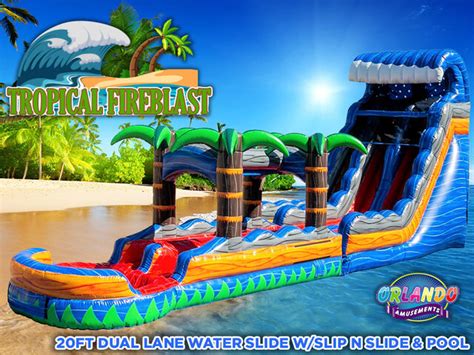 Tropical Fireblast Water Slide Orlando Fl Bounce House Party Rental