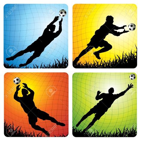 Illustrations Of 4 Goalkeepers In The Goal More Soccer Illustrations