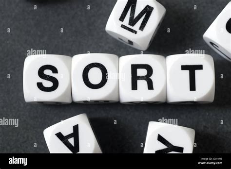 Word Sort On White Toy Cubes Stock Photo Alamy
