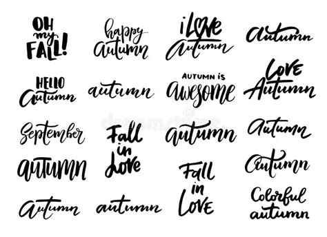 Autumn Hand Written Letteringlwords And Phrases Stock Vector