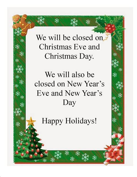 Free Printable Holiday Closed Signs Printable Templates
