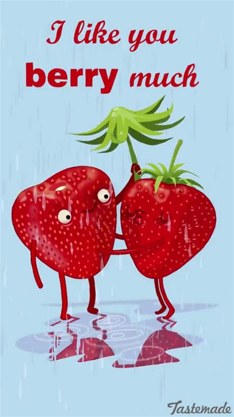 I Like You Strawberry Kitchen Poster Maybe Funny Food Puns Food